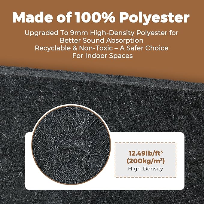 Checkerboard Acoustic Wall Panels – 6 Pack Golden Teak 3D Sound Absorbing Wall Panels 15.7” x 15.7” for Home & Apartment Interior Design, Checker Pattern Soundproof Decor Panels