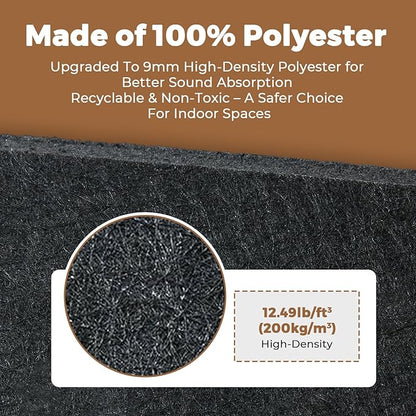 Checkerboard Acoustic Wall Panels – 6 Pack Walnut 3D Sound Absorbing Wall Panels 15.7” x 15.7” for Home & Apartment Interior Design, Checker Pattern Soundproof Decor Panels