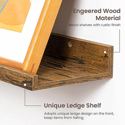 Axeman 40 Inch Floating Shelves | Brown Picture Ledge Shelf Set of 3 | Rustic Brown Wood Wall Shelves with Lip | 40" Picture Shelf for Wall with Ledge | Photo Shelves