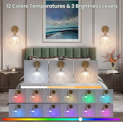 Vintage Battery Operated Wireless Wall Sconces, Rechargeable Battery Antique Brass Wall Lights,Luxury Corridor Lamp with Remote for Dining Room Hallway Living Room, Set of Two