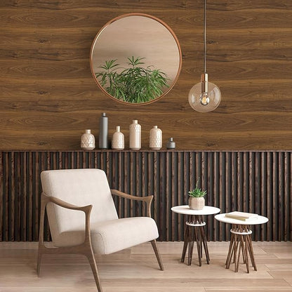 Abyssaly Wood Contact Paper, Brown Wood Peel and Stick Wallpaper for Cabinets, Self Adhesive Waterproof Wall Paper for Furniture Countertops Drawer Shelf Liner 11.8" X 78.7"