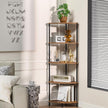 Corner Plant Stand Shelf, 5 Tier Tall Shelf Plant Stand for Indoor Plants, Rustic Brown Corner Bookshelf Wall Decor Living Room, 44.1