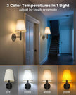 Rechargeable Battery Operated Wall Sconce Set of 2, Wireless LED Wall Lights with Remote & Touch Control, Wall Mounted Lamp Lighting Fixtures for Bedroom Living Room, Matte Black