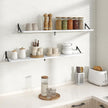 Floating Shelves, 8 Inch Deep Rustic Wood Wall Storage, 48W x 8D Wall Shelves Set of 2, Heavy Duty Metal Brackets, Industrial Book Shelf for Living Room, Kitchen, Bathroom, Bedroom, White