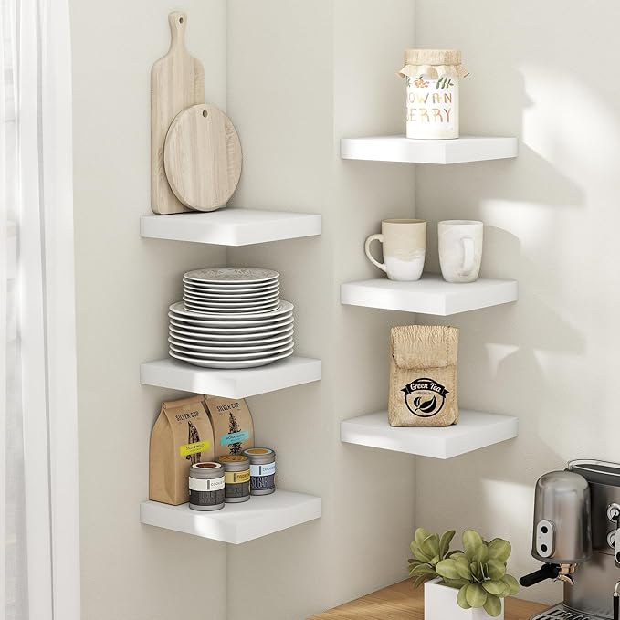 8 Inch Square Floating Shelves for Wall 3 Pack, 8