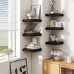 Fun Memories Floating Shelves for Wall 10 Inch, 10 Inch Deep Square Wall Shelves, Bathroom Storage Shelves Over Toilet, Wood Floating Shelves for Living Room Bedroom, Black, Set of 2