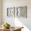 Boho Wall Mirror Decor, Set of 2 Rustic Farmhouse Accent Mirror 12x12 Inch, Square Shatterproof Vintage Style Mirrors for Wall, Small Decorative Mirrors for Living Room, Bedroom(Grey)