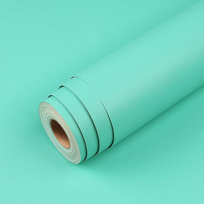 Livelynine 15.8x197 Solid Color Peel and Stick Wallpaper Aqua Green Thick Turquoise Contact Paper for Desk Classroom Locker Covering Kitchen Vinyl Wrap for Cabinets Renter Friendly Counter Top Covers