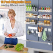 Magnetic Spice Rack for Refrigerator, 10 Pack Metal Magnetic Shelf, Moveable Spice Organizer with Hook Rack, Paper Towel Holder, Kitchenware Holder, Strong Magnetic Storage Fridge Organizer White