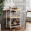 TUTOTAK Bar Cart, Serving Cart for Home, Microwave Cart, Drink Cart, Mobile Kitchen Shelf with Wine Rack and Glass Holder, Rolling Beverage Cart BC01BOW030