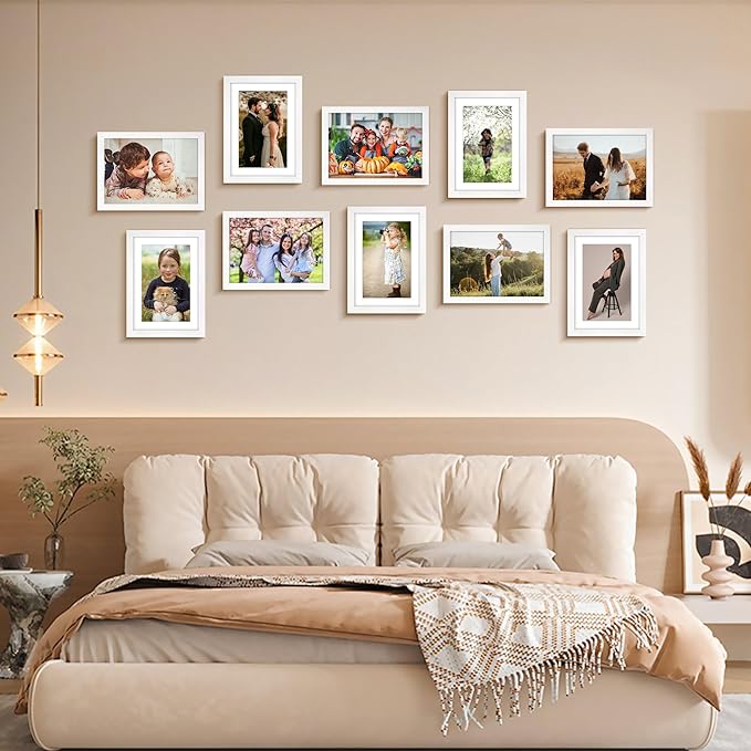 FIXSMITH 5x7 Picture Frame Bulk-4 Pack, Photo Frame with HD Plexiglass, Display Pictures 4x6 with Mat or 5x7 Without Mat, White Picture Frames Collage Wall Decor, Wall & Tabletop Picture Frames