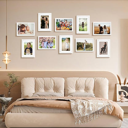FIXSMITH 5x7 Picture Frame Bulk-4 Pack, Photo Frame with HD Plexiglass, Display Pictures 4x6 with Mat or 5x7 Without Mat, White Picture Frames Collage Wall Decor, Wall & Tabletop Picture Frames