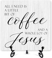 Christian Coffee Sign Desk Decor, Jesus Sign With Iron Stand, Religious Wood Plaque For Farmhouse Home Kitchen Coffee Station Cafe, Bible Verse Desk Shelf Decor -54