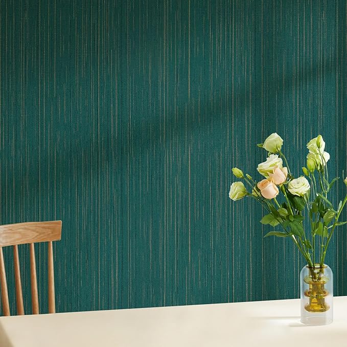 Teal Grasscloth Peel and Stick Wallpaper Texture Contact Paper 15.7" X 120" Self-Adhesive Faux Grasscloth Removable Wallpaper Cabinets Counter Top Liners
