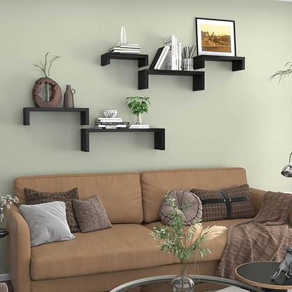 Black Floating Shelves for Wall Shelf for Bedroom, Waterproof Solid Wood Floating Shelves Bathroom，Small Relief Textures, Suitable for Bedroom, Living Rooms, Kitchens, Office, and Bathroom