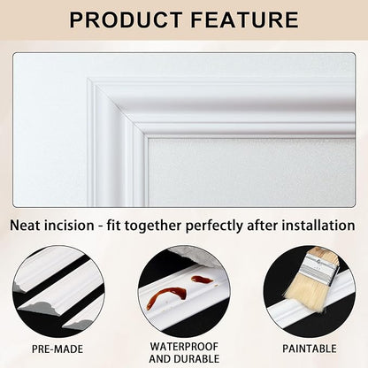 2 Set of 16" x 20" Pre-Cut Accent Wall Molding Trim Kit, Peel and Stick Premade Wainscoting Panels for Interior Decoration, Ready to Assemble Chair Rail Moulding