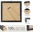 puthiac 6x6 Solid Oak Wood Picture Frame, Fits 4x4 with Mat or 6x6 Without Mat, Wall or Tabletop Display with Stand, Plexi Front, 3 Pack, Black