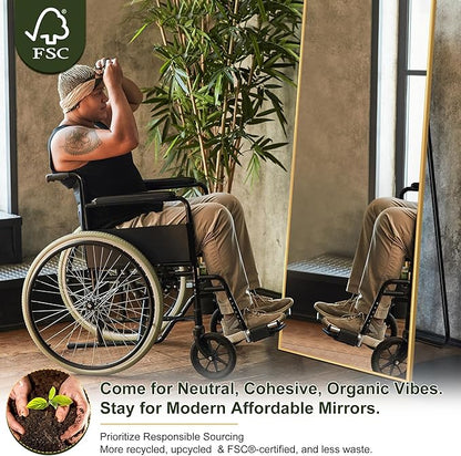 NicBex Oversized Full-Body Mirror, Large Full Length Mirror with Stand, 76"x35" Aluminum Alloy Frame Oversized Floor Mirror, Gold - Free Standing, Leaning Against Wall or Wall-Mounted