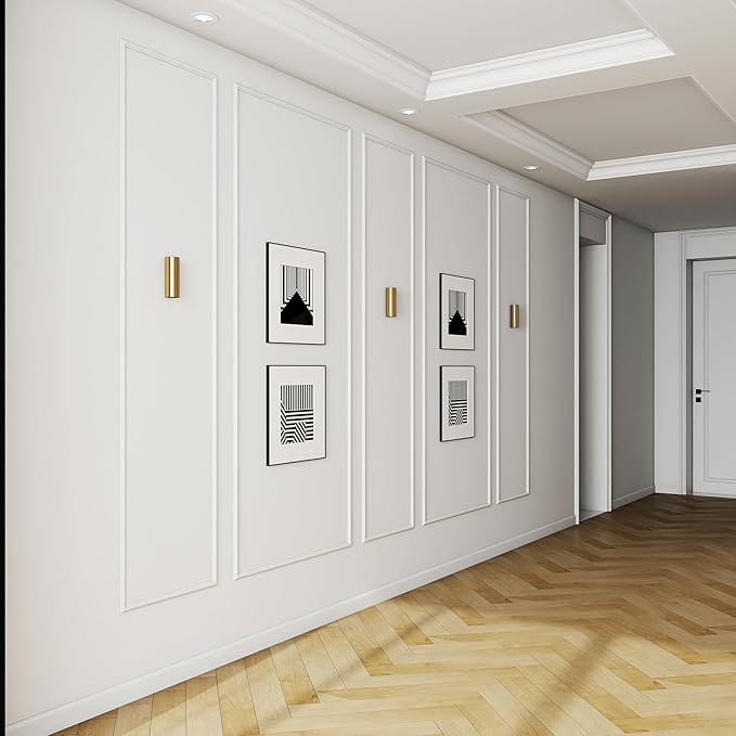 5 Set Accent Wall Molding Kit Premade Wainscoting Panels Wall Molding Peel and Stick Panel White Pre Cut Trim for Walls Picture Frame Molding for Home Decoration(31 x 78 Inch)