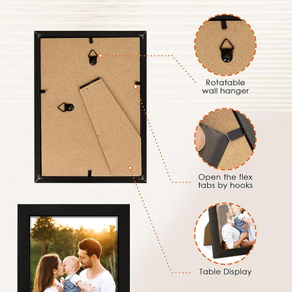 FIXSMITH 4x6 Picture Frame Set of 4, 4x6 Photo Frames with HD Plexiglass for Wall Hanging or Tabletop Display, Black