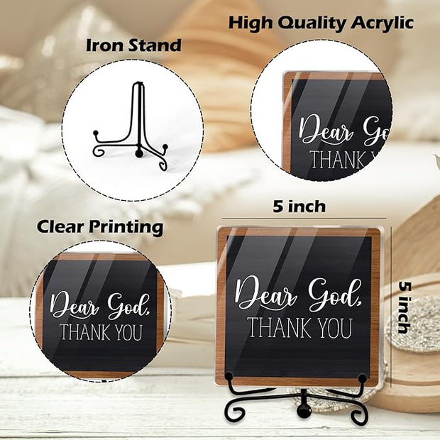 Modern Farmhouse Decor, Home Decor For Living Room, Boho Chic Aesthetic Shelf Decorations, Christian Dear God Acrylic Sign, Farmhouse Entryway Tv Stand Fireplace Coffee Table Decoration (15)
