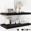 Fun Memories Floating Shelves - 2 Pack 12 Inch Rustic Wooden Wall Shelves - Extra Deeper & Thicker Wall Mounted Storage Shelf for Living Room, Kitchen, Farmhouse - 24