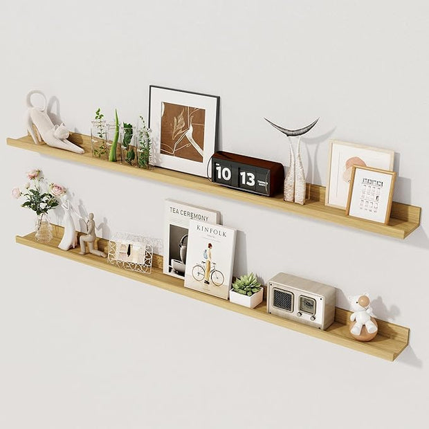 Axeman 48 Inch Floating Shelves | Picture Ledge Shelf Set of 2 | Oak Wall Shelves with Lip | Oak Picture Shelf for Wall with Ledge | Photo Ledges 48 Inch
