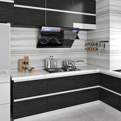 Livelynine Textured Black and Gold Wallpaper Peel and Stick Black and Gold Contact Paper for Cabinets Countertops Desk Covering Waterproof Renter Friendly Wallpaper for Bathroom Apartment 15.8X78.8