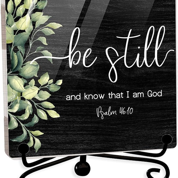 Modern Farmhouse Decor, Home Decor For Living Room, Boho Chic Aesthetic Shelf Decorations, Christian Be Still Acrylic Sign, Farmhouse Entryway Tv Stand Fireplace Coffee Table Decoration (18)
