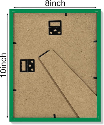 Vittanly 8x10 Picture Frames Set of 4, Display Pictures 5x7 with Mat or 8x10 without Mat, Gallery Wall Frame Set for Wall or Tabletop Display, Engineered Wood with Shatter Resistant Plexiglass, Green
