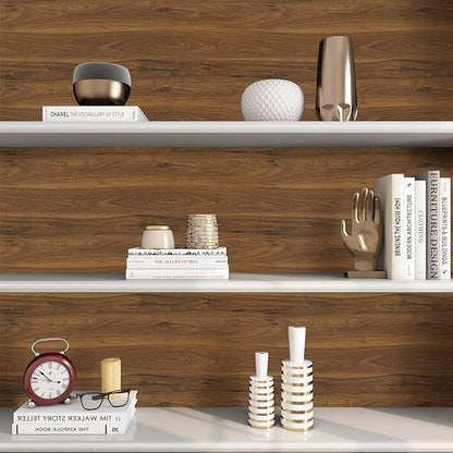 Abyssaly Wood Contact Paper, Brown Wood Peel and Stick Wallpaper for Cabinets, Self Adhesive Waterproof Wall Paper for Furniture Countertops Drawer Shelf Liner 11.8" X 197"