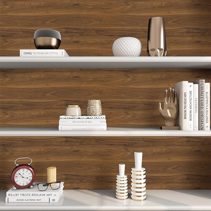Abyssaly Wood Contact Paper, Brown Wood Peel and Stick Wallpaper for Cabinets, Self Adhesive Waterproof Wall Paper for Furniture Countertops Drawer Shelf Liner 11.8" X 78.7"