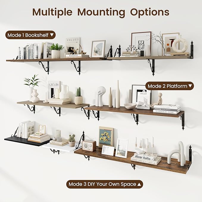 RICHFOCUS 12 Inch Deep Floating Shelves for Wall, 48