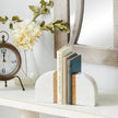 Deco 79 Marble Decorative Bookends 5 lbs Non Skid Bookends with Wood Details, Set of 2 Office Bookends4