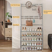 Coat Rack Shoe Rack With Storage Shelf Freestanding with 8 Hooks for Entryway Bedroom Closet 4 Tier, Grey