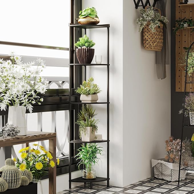 SUNMORY 5 Tier Corner Shelf Stand, Industrial 65