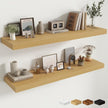 Fun Memories 48 Inch Floating Shelves for Wall - 12 Inch Deep Fireplace Mantel Shelf - Wood Floating Shelf for Wall - Large Storage Shelves Wall Mount for Living Room & Bedroom - Oak - Set of 2