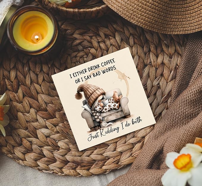 Coffee Gnome Signs, Funny Gnome Decor, Just Kidding I Do Both Funny Wood Decoration Home Decor For Kitchen Coffee Bar Station Shop Desk Table Shelf 5x5 Inch