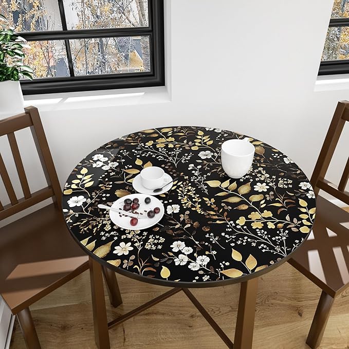 Boho Wallpaper Peel and Stick Dark Floral Wallpaper 17.5in x393in Vintage Leaf Contact Paper Vinyl Waterproof Self Adhesive Golden Leaf Botanical Wall Paper for Cabinet Table Drawer Decor