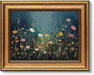 VIYYIEA Gold Framed Art Prints,8x10Inch, Wildflower Floral Vintage Art Painting, Moody Maximalist Decor for Library Bathroom Dining Room Shelf, Rustic Farmhouse Canvas Blue Picture