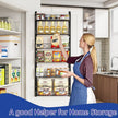 MIAOLI Over the Door Organizer, Black 6-Tier Pantry Door Organizer with Adjustable Basket, Hanging Spice Rack Cabinet Door Shelves, Laundry Room Organization and Storage