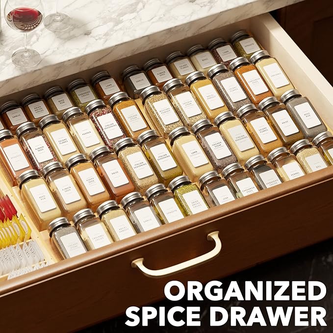 SpaceAid Bamboo Spice Drawer Organizer, (Need 3