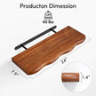 24inch Walnut Finished Floating Shelves for Wall,Luxury Rustic Solid Pine Wood Shelf Bracket for Room Decor,Wall Mounted Hanging Shelves for Bedroom,Living Room, Set of 2