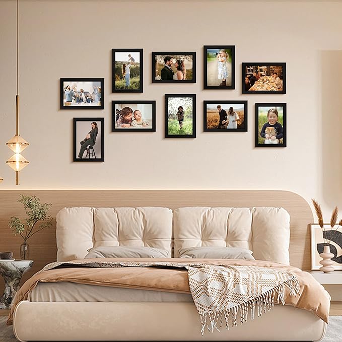 FIXSMITH 4x6 Picture Frame Set of 4, 4x6 Photo Frames with HD Plexiglass for Wall Hanging or Tabletop Display, Black
