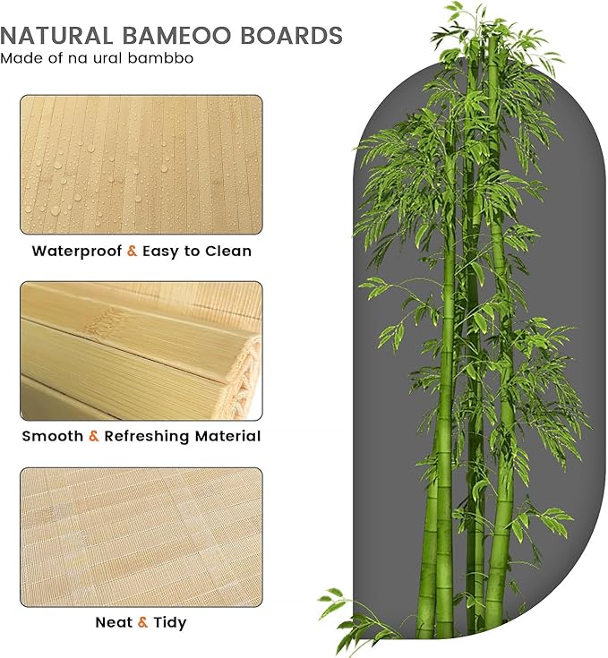 Bamboo Wall Panels for Interior Wall Decor: Natural Flexible Pole Wrap Decorative Wall Panel, Wainscoting Wall Cladding Paneling for Living Room,Bedroom,Office,Ceiling,Kitchen 2.3ft X 8ft