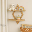 Floating Shelves for Wall,Decorative Wall Shelf,2 Tier Hanging Shelf for Plants Storage Display Holder,Indoor Decor for Living Room Home Office Bathroom Bedroom,Solid Wood,Diamond Shaped,2 Pack