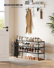 SONGMICS Shoe Rack, 3-Tier Shoe Organizer, Metal Storage Shelf, Upright or Upside Down, for 16-20 Pairs, Stackable, for Entryway, 11.8 x 36.2 x 21.7 Inches, Black ULSA303B02