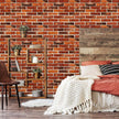 Abyssaly Brick Wallpaper Peel and Stick Red Brick Wall Paper for Bedroom 17.71” x 393.7” Vintage Faux Brick Contact Paper for Fireplace Kitchen Backsplash Accent Home Decorations