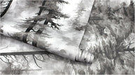 HAOKHOME Forest Peel and Stick Wallpaper Black and White Removable Vinyl Wall Mural for Bathroom Bedroom Accent Wall Self Adhesive Tree Contact Paper 17.3in x 118in
