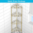 4 Tier Floor Standing Corner Shower Caddy Organizer Shelf with Hooks, Bathroom Shelves Stand Rack, Gold